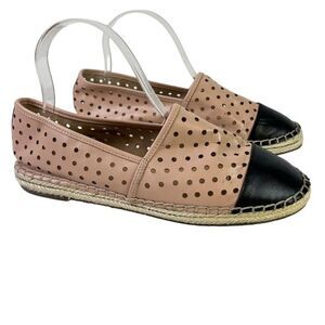 Sole Society Elodie Genuine Leather Perforated Espadrille Blush Flats Shoes sz 9